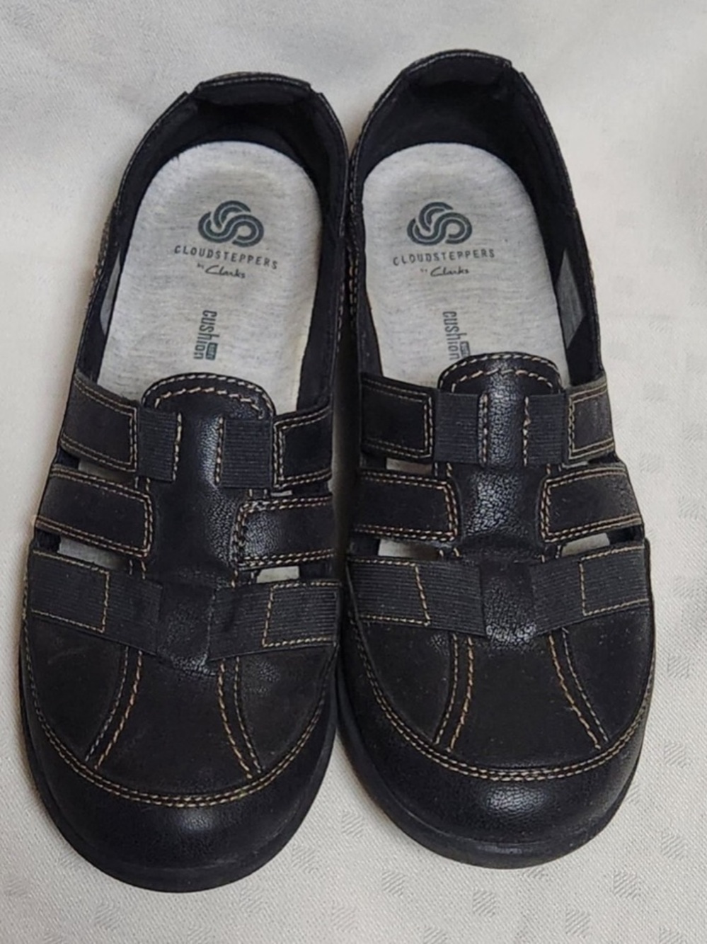 Clarks Black Cloudsteppers Leather Casual Flats